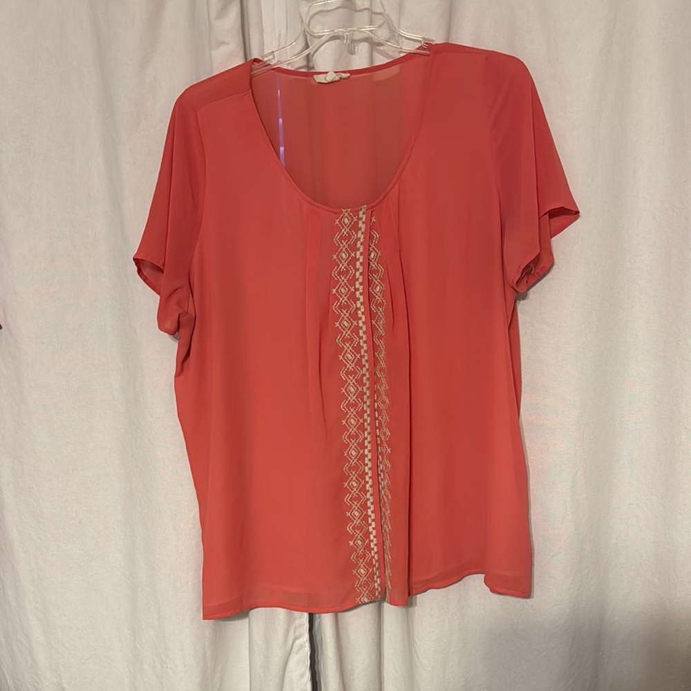 Pink Embellished Short Sleeve Relaxed Blouse